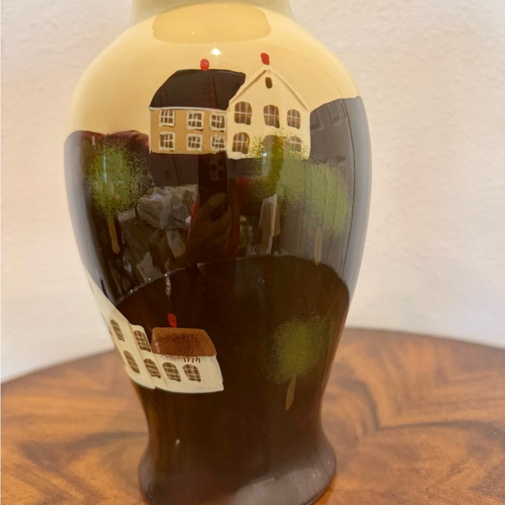 Vintage Hand-Painted Ceramic Vase with Folk Art Design 12” - Picture 4 of 16